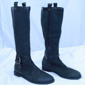 Cole Haan SZ 7.5B Black Nubuck Leather LIBERTY NikeAir Tall Riding Boots D32274